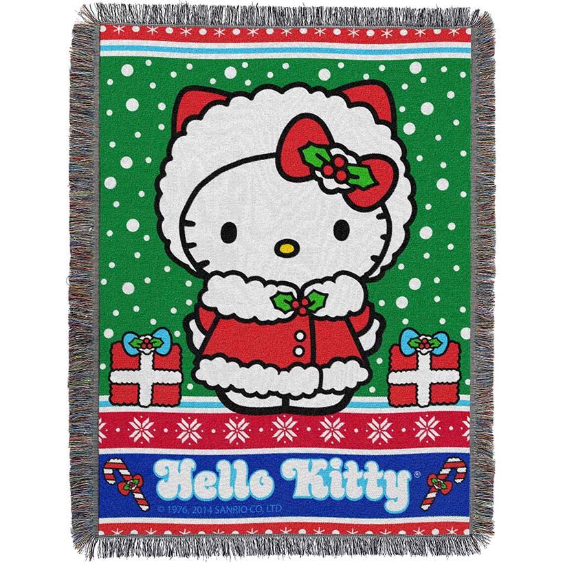 Hello Kitty Snowy Kitty Holiday Tapestry Throw