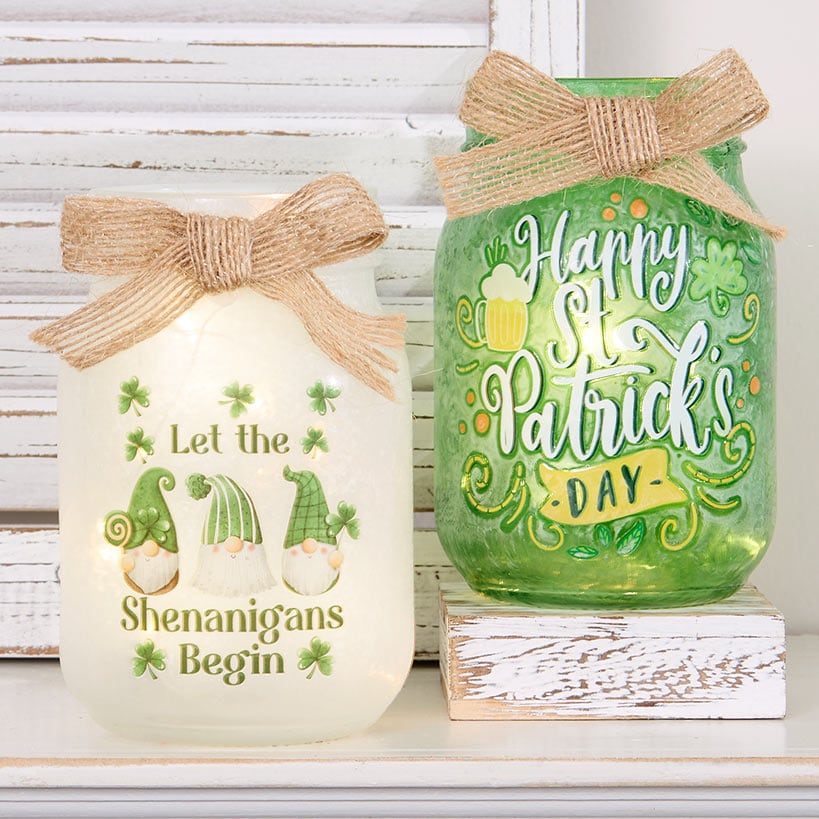 Valentine's And St Patrick's Fairy Light Mason Jar Décor
