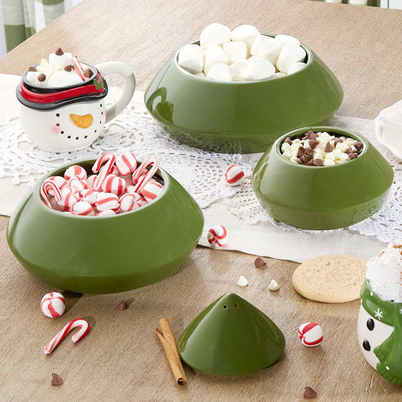 4pc Holiday Stackable Serving Bowls
