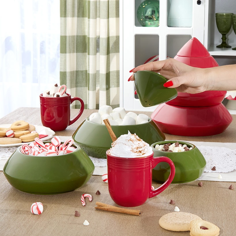 4pc Holiday Stackable Serving Bowls