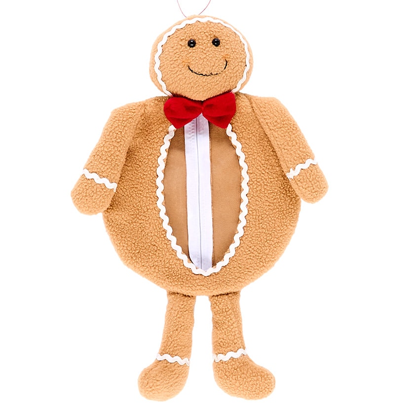 Plush Holiday Candy Treat Bag - Snowman or Gingerbread Man