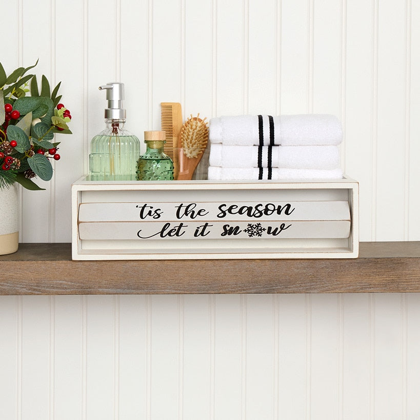 Holiday Bathroom Countertop Storage Tray With Rotating Phrases#select-color_white