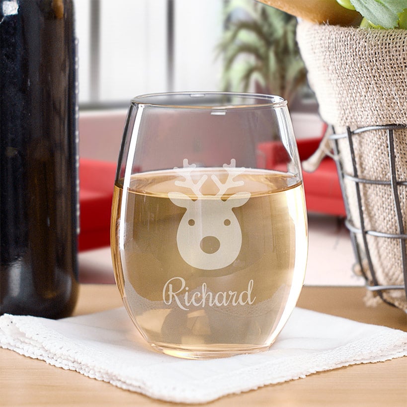 Personalized Christmas Icons Wine Glass