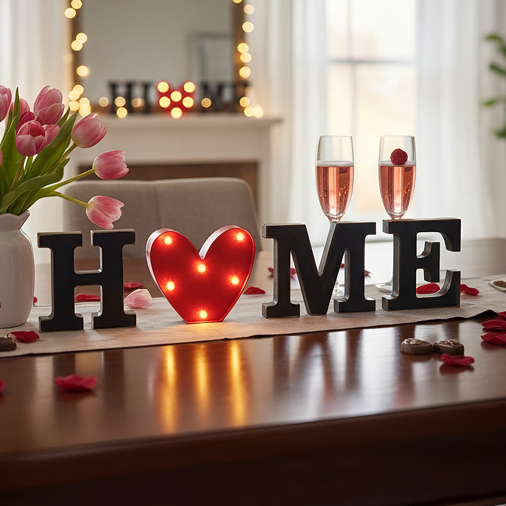Home Sign with Lighted Heart or Set of 4 Icons