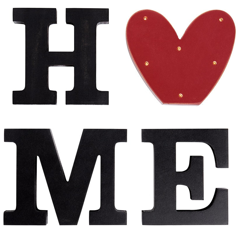 Home Sign with Lighted Heart or Set of 4 Icons