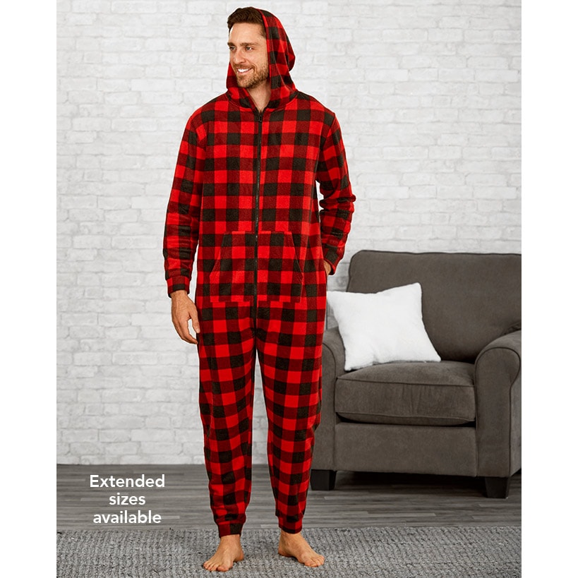 Men's Hooded Camouflage Fleece One-Piece Pajamas