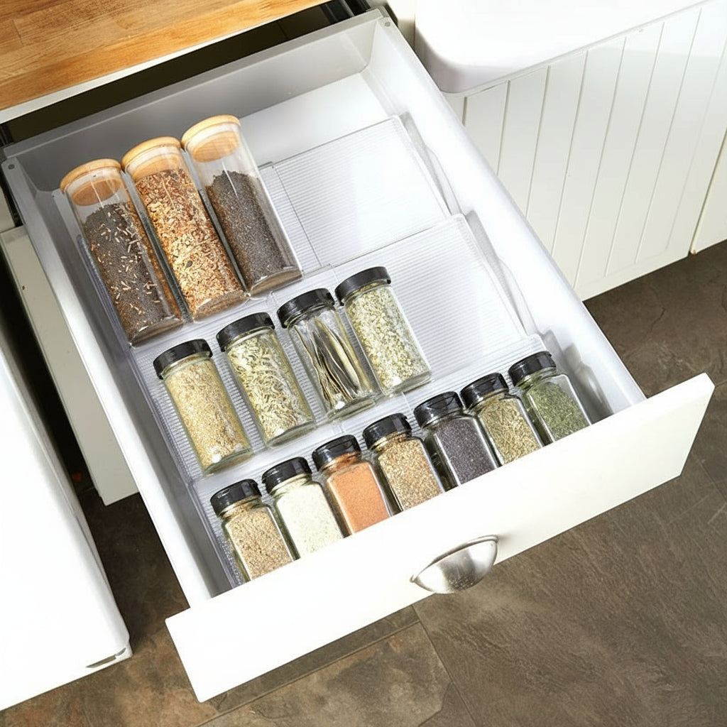In-Drawer Expandable Spice Rack