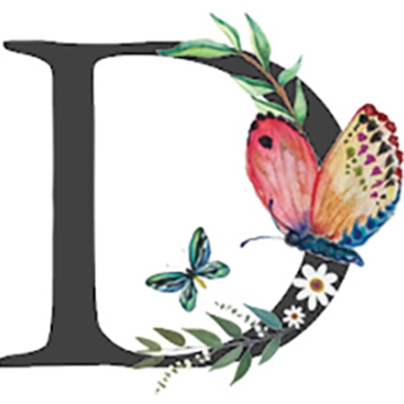 Initial Floral Butterfly Jewelry Cases