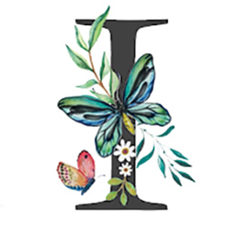 Initial Floral Butterfly Jewelry Cases