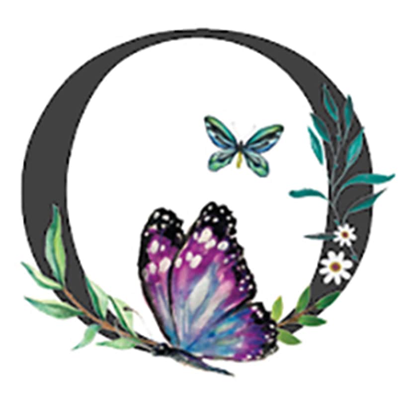 Initial Floral Butterfly Jewelry Cases