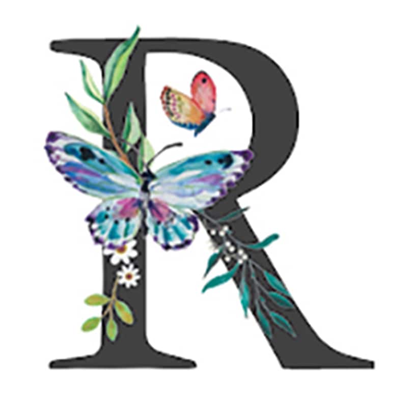 Initial Floral Butterfly Jewelry Cases
