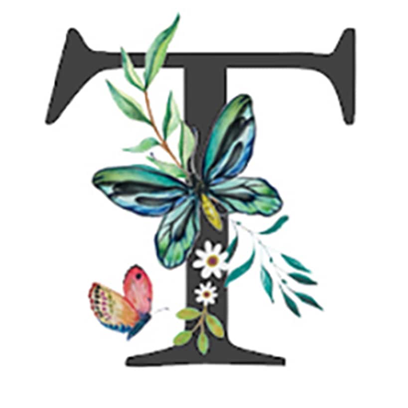 Initial Floral Butterfly Jewelry Cases