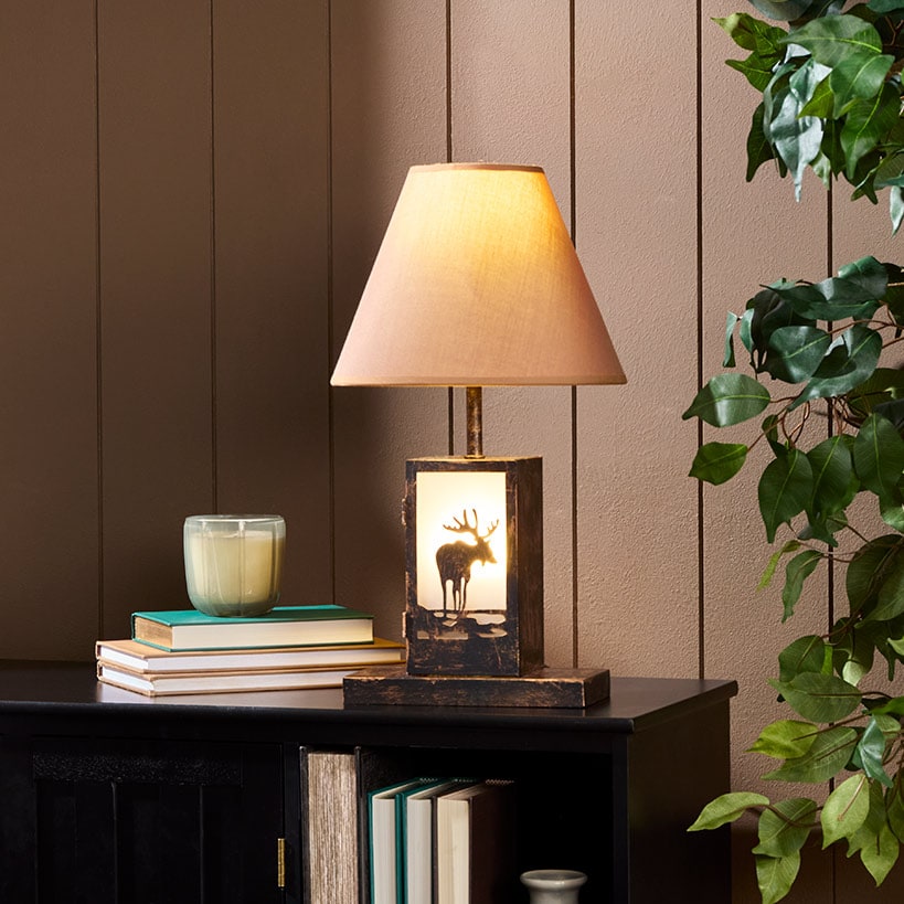 Woodland Animal Silhouette Tabletop Lamp - Bear, Moose, or Wolf
