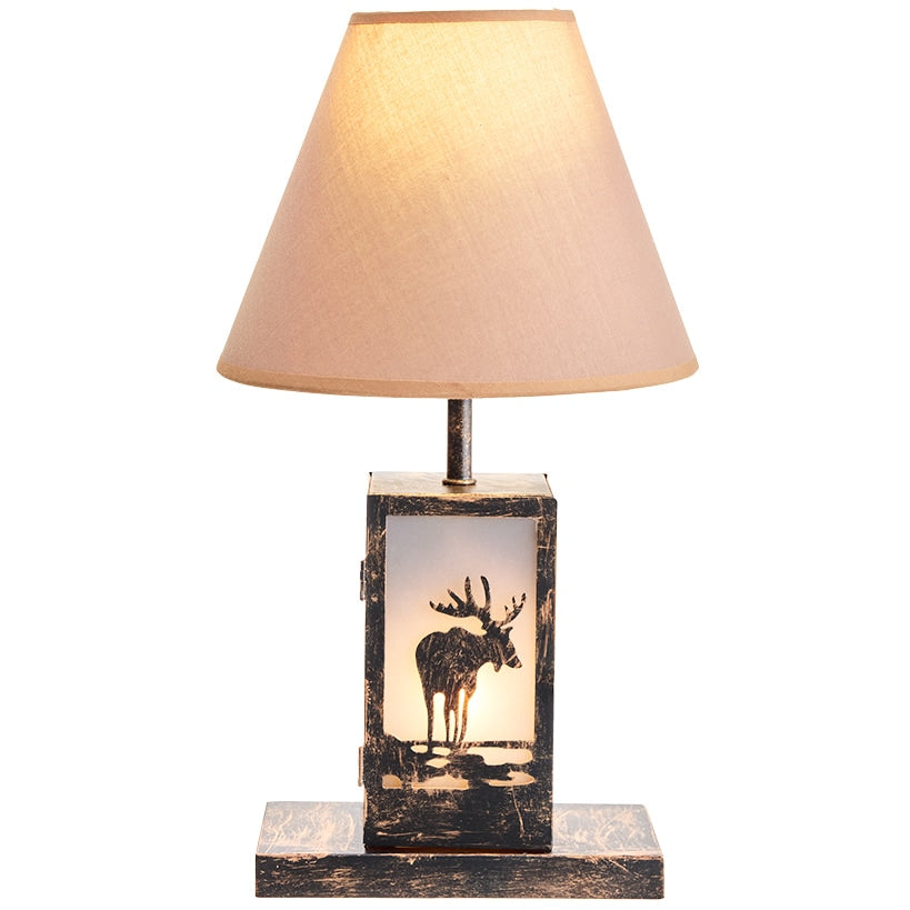 Woodland Animal Silhouette Tabletop Lamp - Bear, Moose, or Wolf