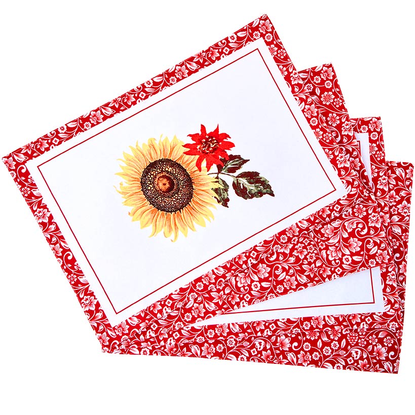 Jacobean Sunflower Table Runner or Set of 4 Placemats