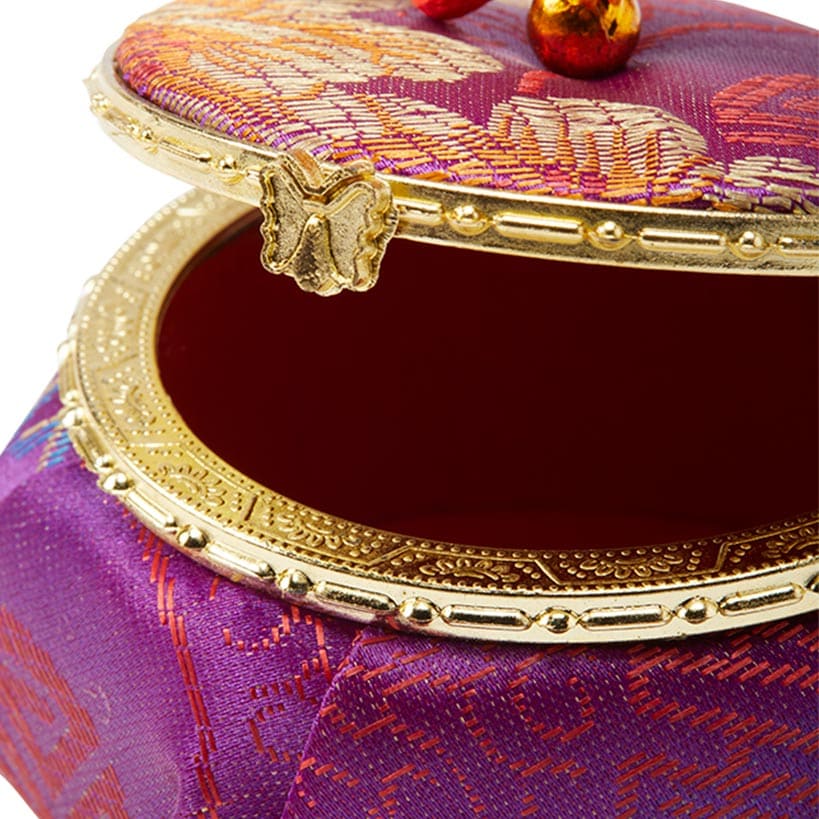 Vintage Small Fabric Jewelry Box with Mirror#select-shape_round