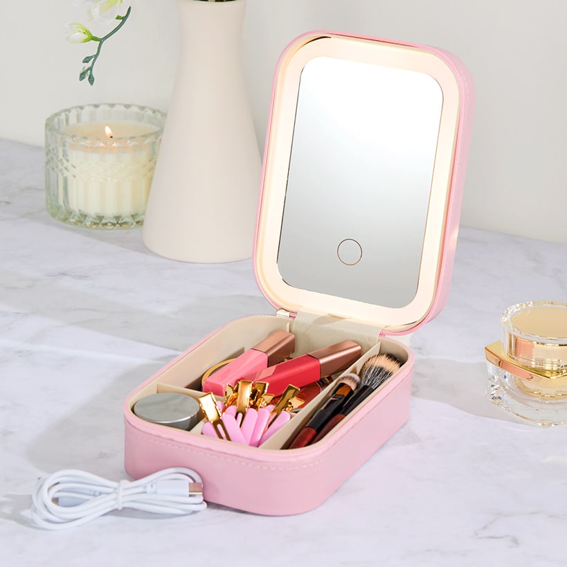 Travel Cosmetic and Makeup Case with LED Mirror