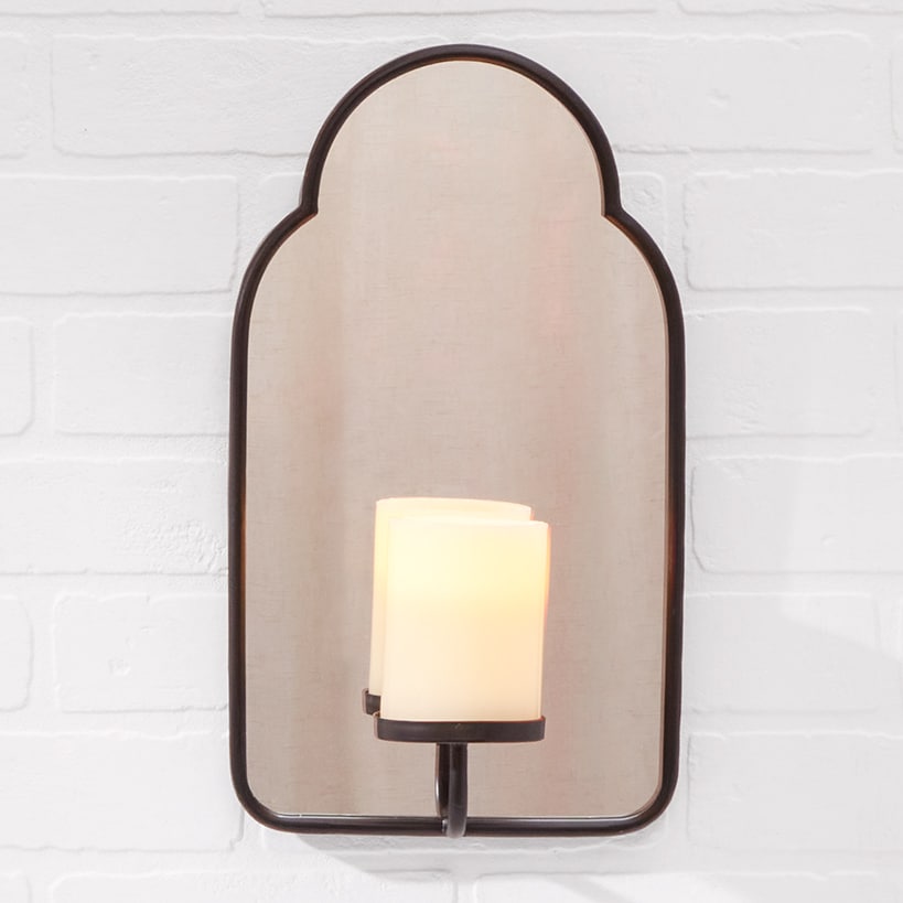 Elegant Mirror Wall Sconce With LED Candle - Black or Gold