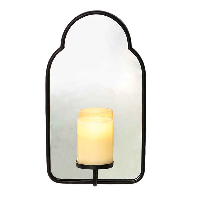 Elegant Mirror Wall Sconce With LED Candle - Black or Gold