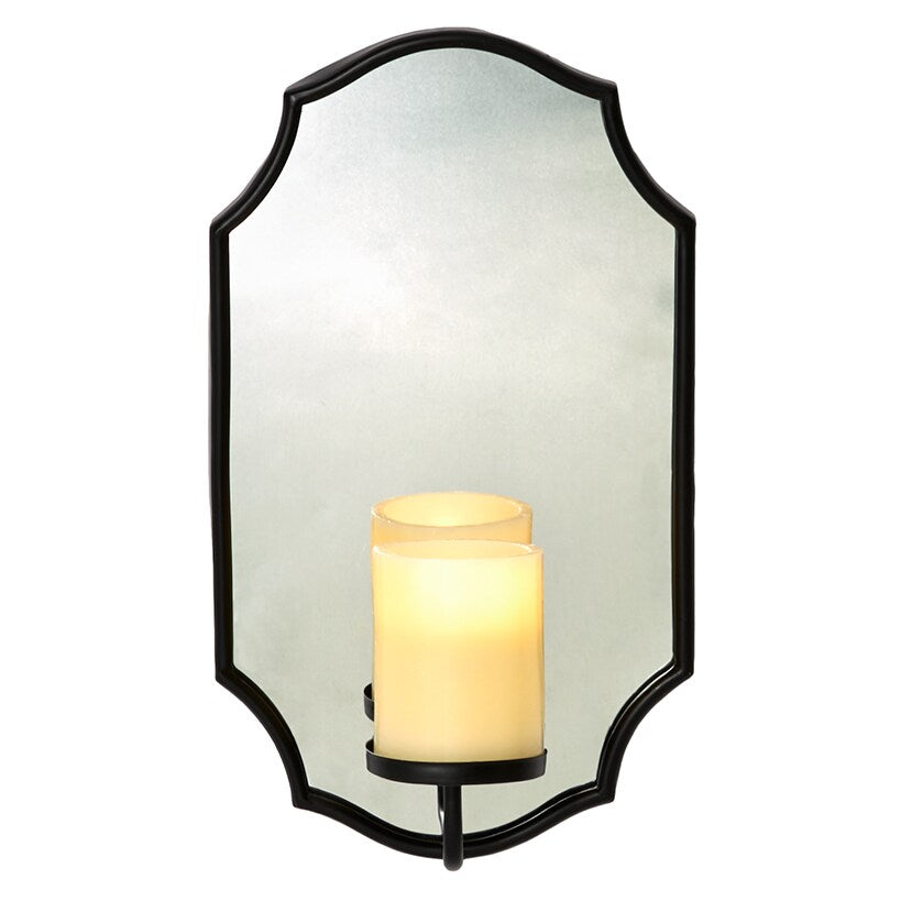Elegant Mirror Wall Sconce With LED Candle - Black or Gold