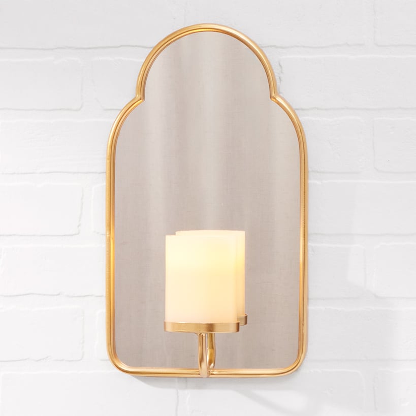 Elegant Mirror Wall Sconce With LED Candle - Black or Gold