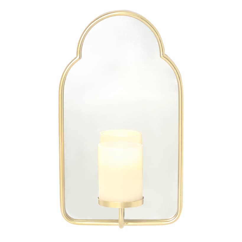 Elegant Mirror Wall Sconce With LED Candle - Black or Gold