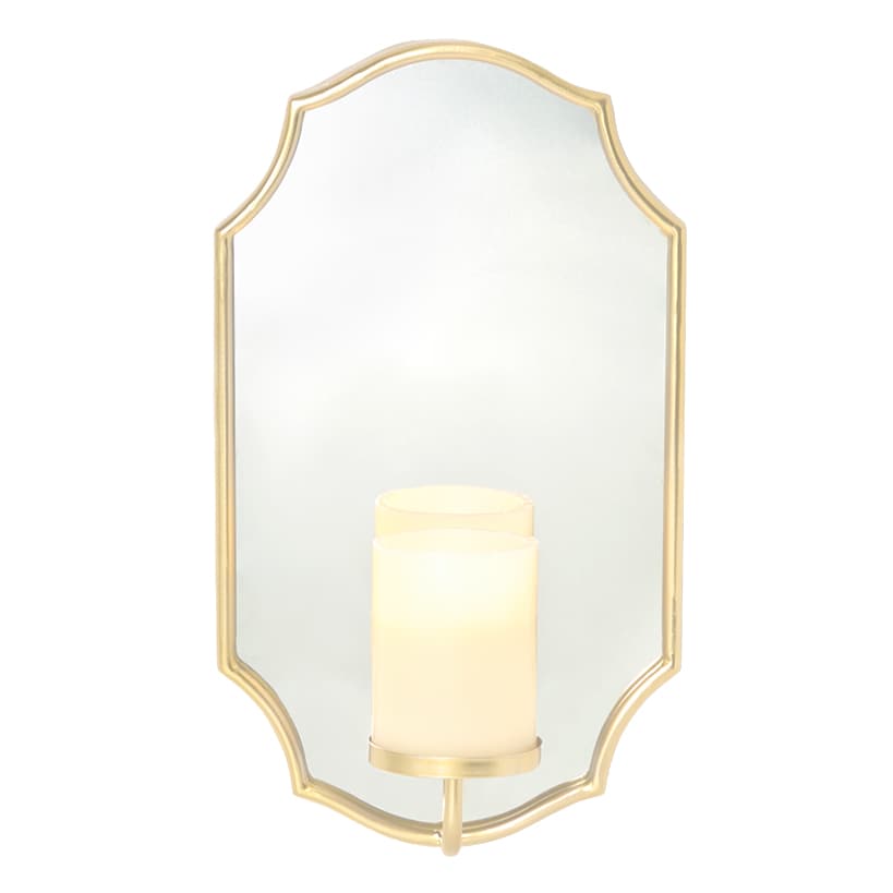 Elegant Mirror Wall Sconce With LED Candle - Black or Gold
