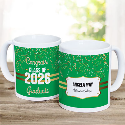 Personalized Gold Confetti Graduation Mug 11oz