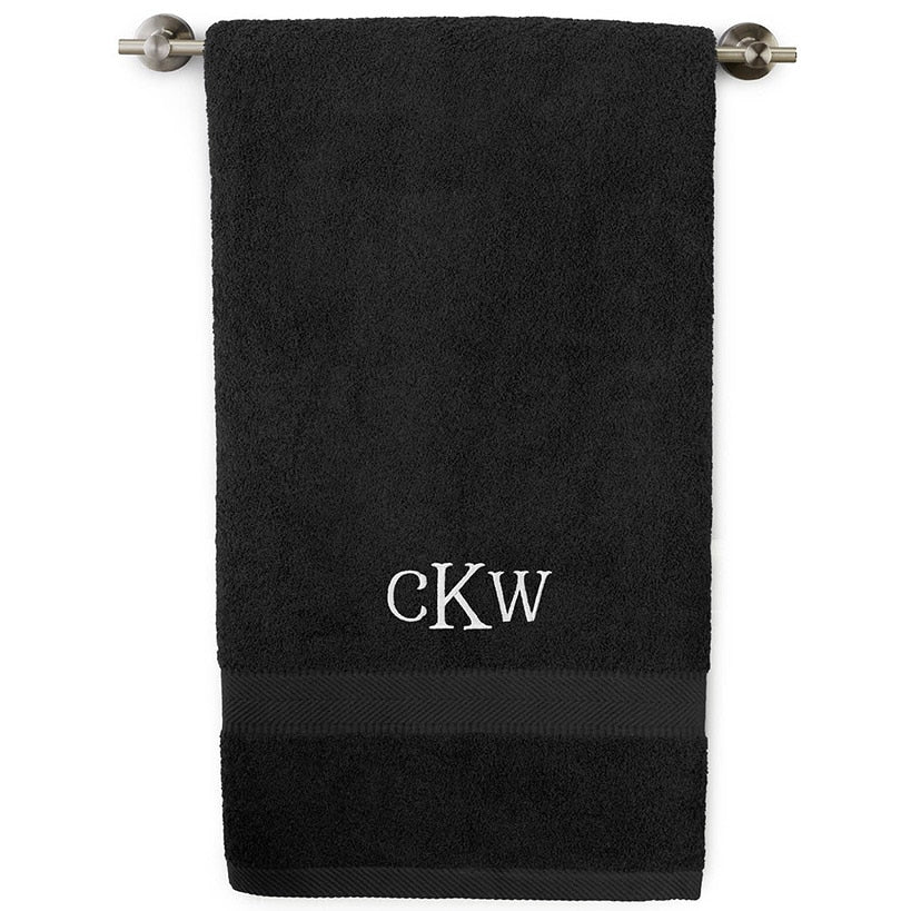 Personalized Embroidered Black Bath Towels