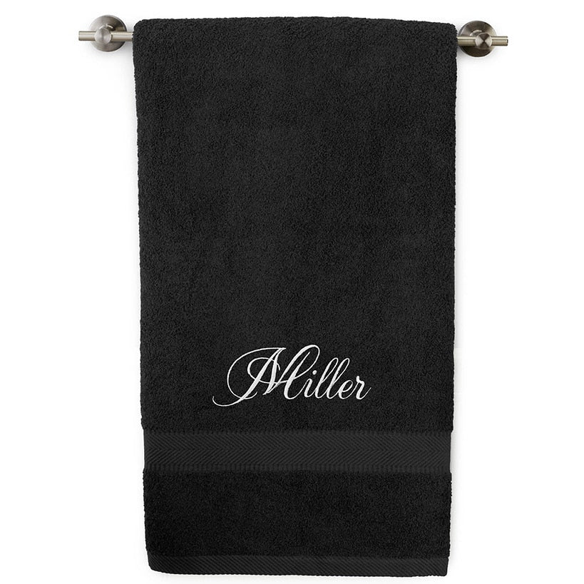 Personalized Embroidered Black Bath Towels