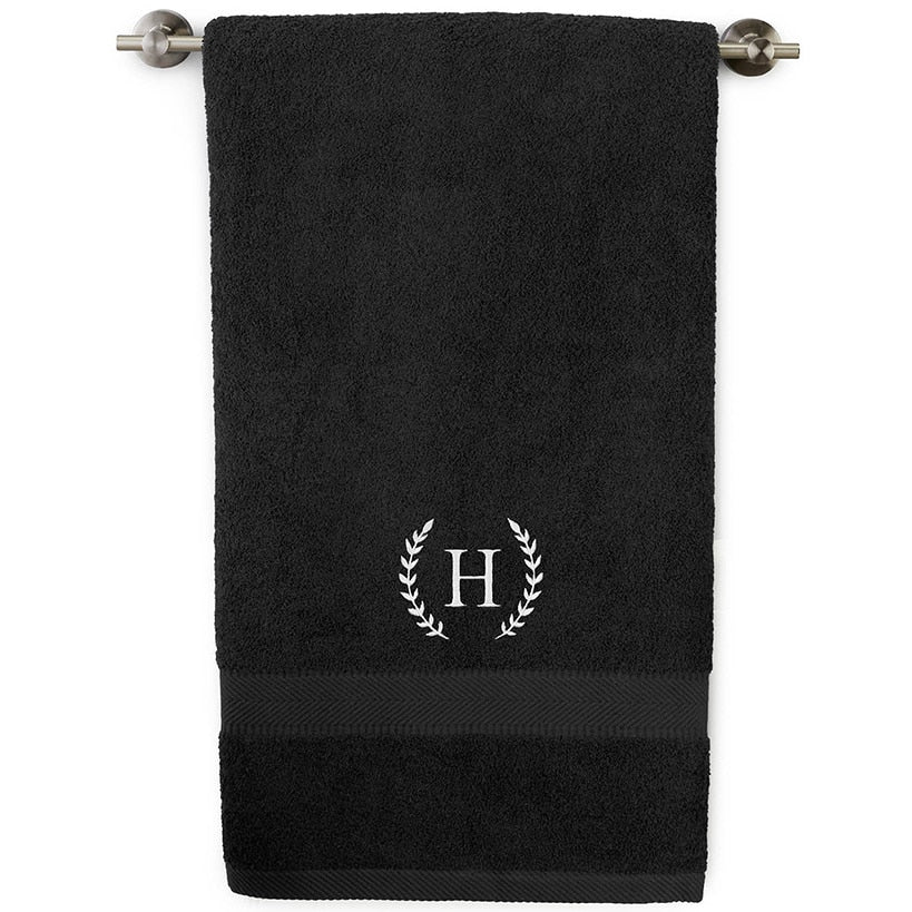 Personalized Embroidered Black Bath Towels