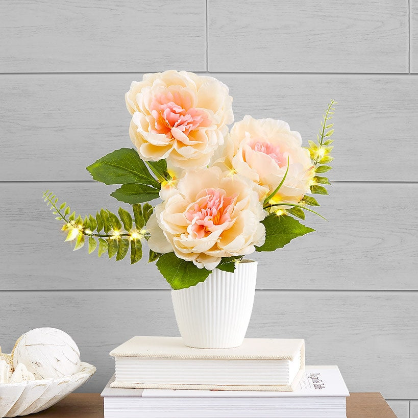 Lighted Spring Potted Flower Décor - Magnolia, Peony, or Sunflower