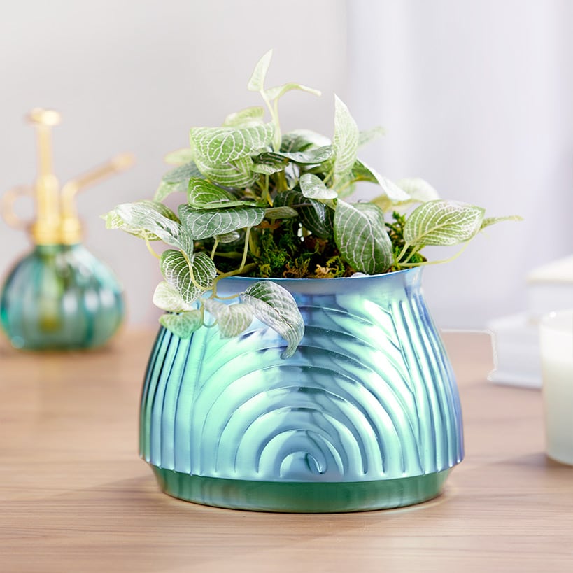 Ribbed Metal Planter