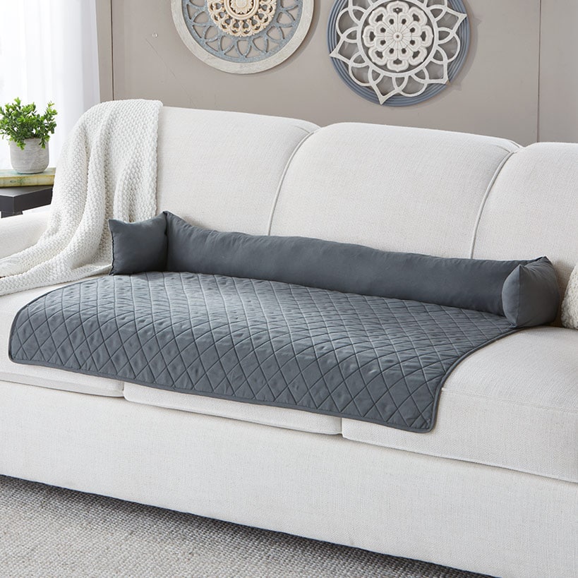 Quilted Pet Bed with Headrest