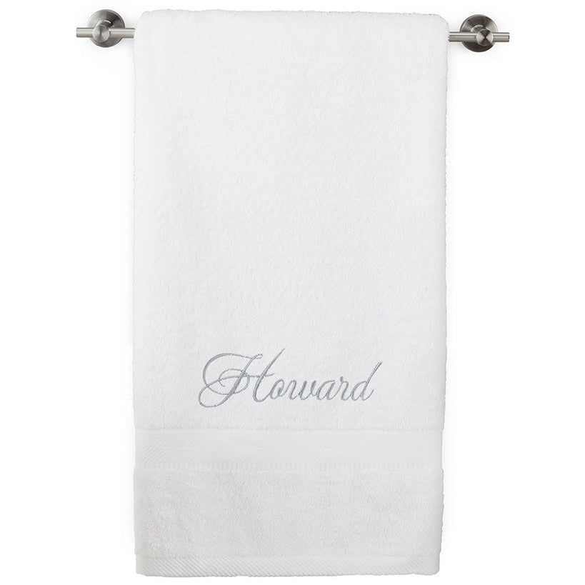 Personalized Embroidered White Bath Towels