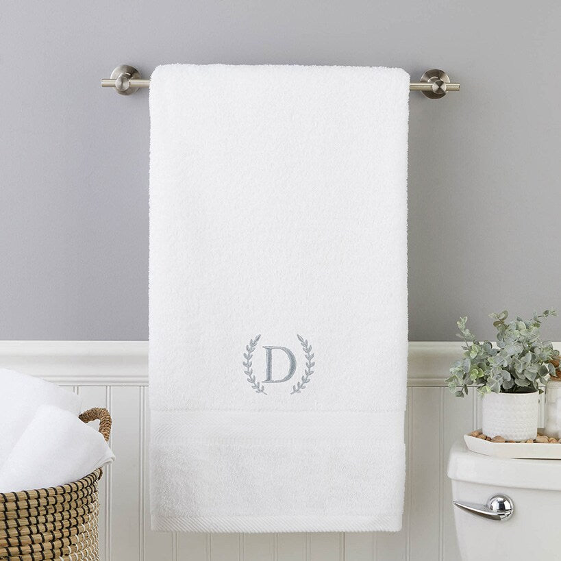 Personalized Embroidered White Bath Towels