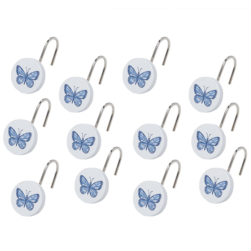Lavender Luster Butterfly Valance or Shower Hooks Set of 12
