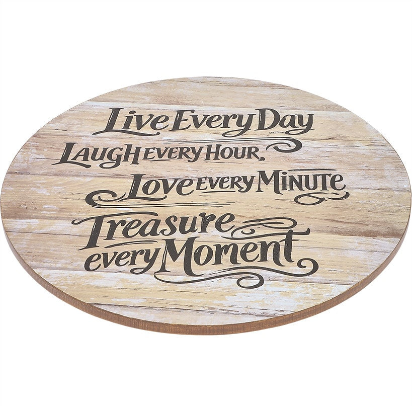 Wood Sentiment Printed 12" Kitchen Countertop Lazy Susan
