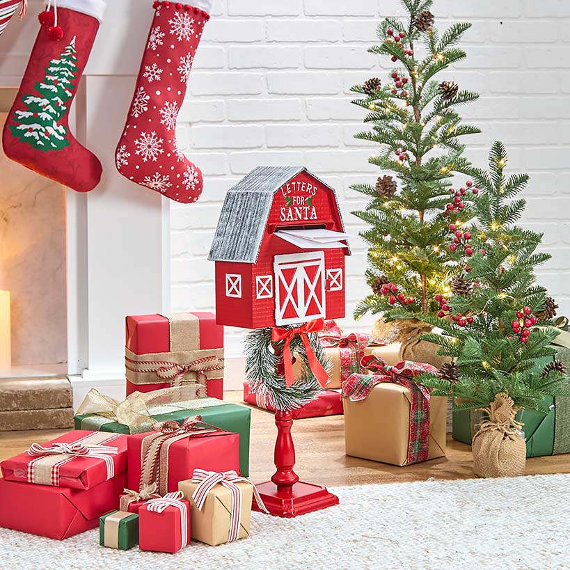 Letters for Santa Red Barn Mailbox