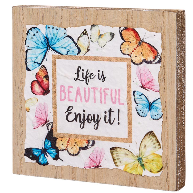 Vibrant Butterfly Sentiment Hanging Sign or Block Signs