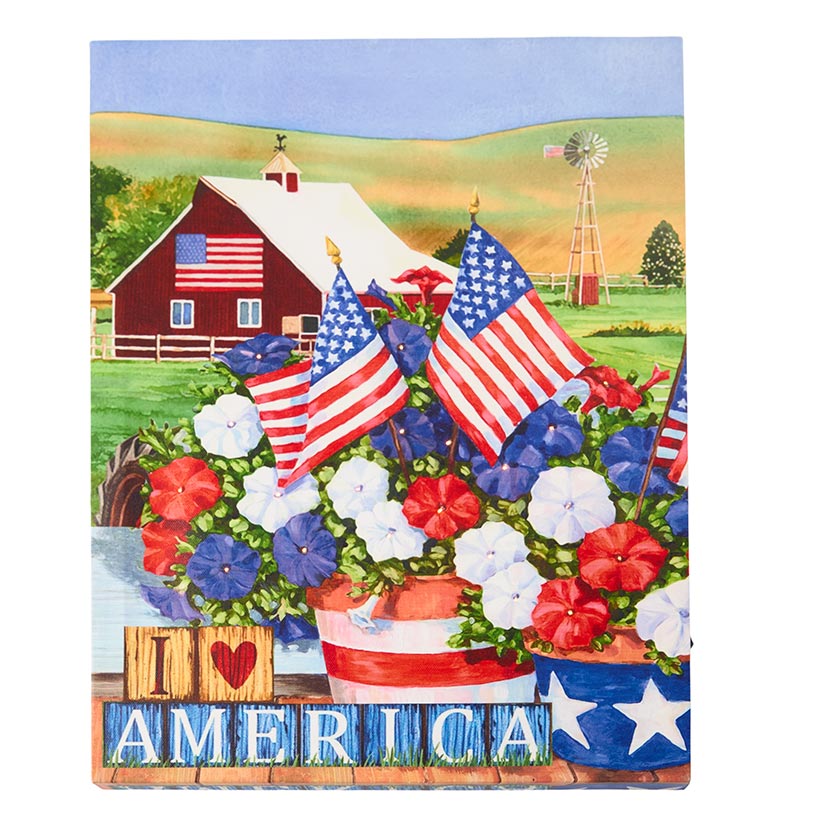 Americana Lighted Canvas Country Wall Art With Flowers