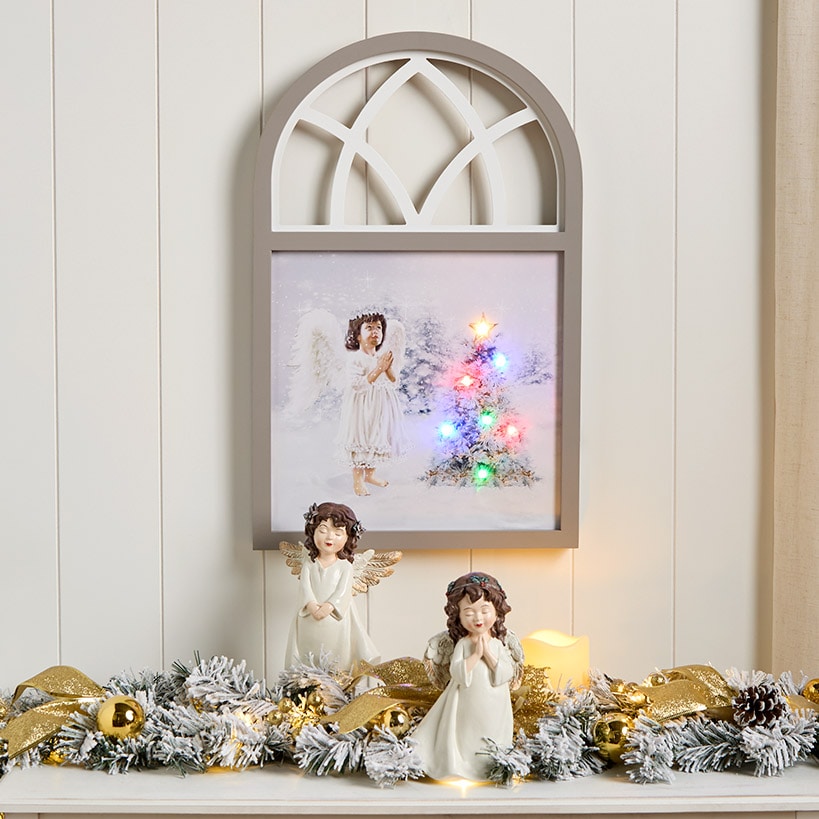 Christmas Framed Lighted Angel Wall Art - Battery Operated