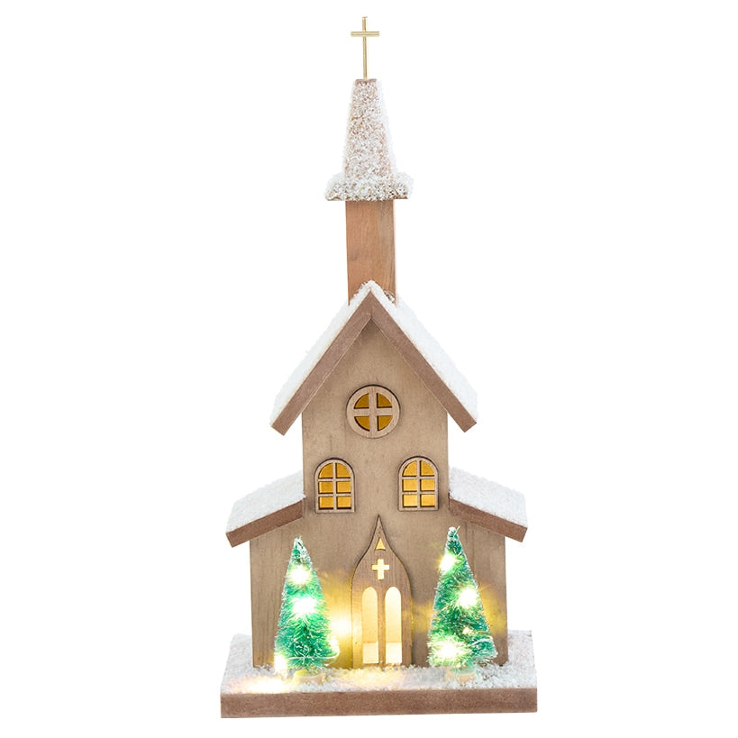 Lighted Country Church Decor