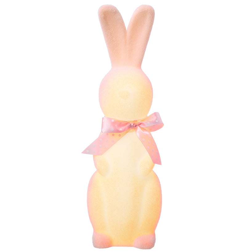 Easter Flocked Lighted Bunny Tabletop Décor - Green, Pink, Or Lavender