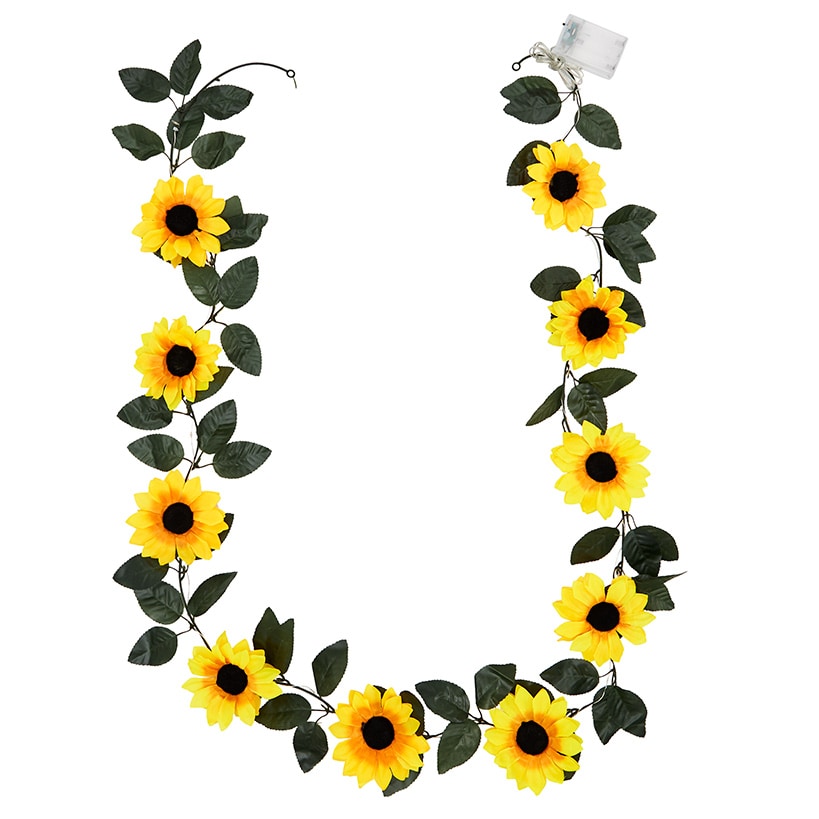 Lighted Flower Garland - Pink, Sunflower, or White Flower
