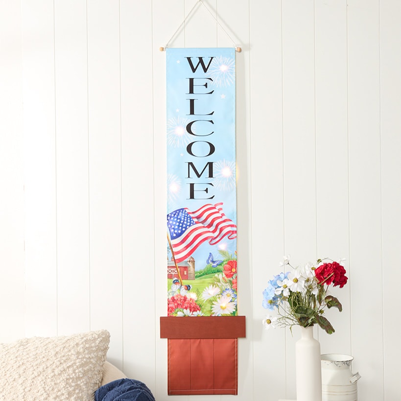 LED Lighted Welcome Banner - Flower or Patriotic 46" Length#select-banner_patriot