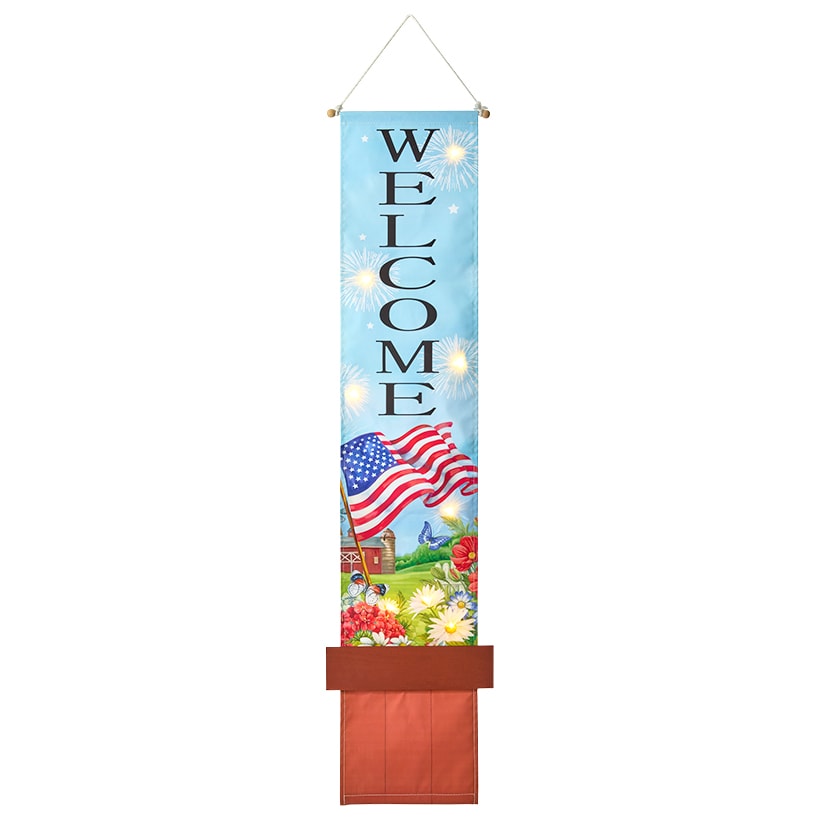 LED Lighted Welcome Banner - Flower or Patriotic 46" Length