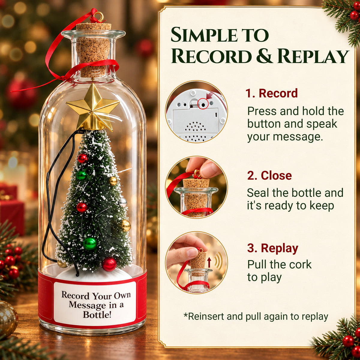 Recordable Christmas Tree Bottle Letter