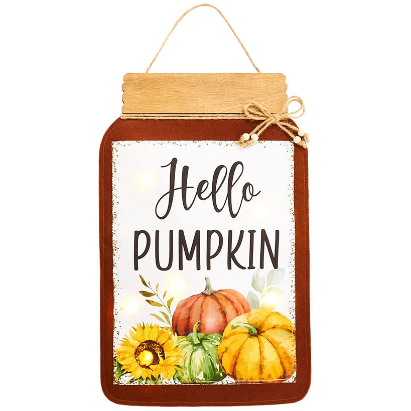Fall Lighted Mason Jar Wall Hangings With Sentiment