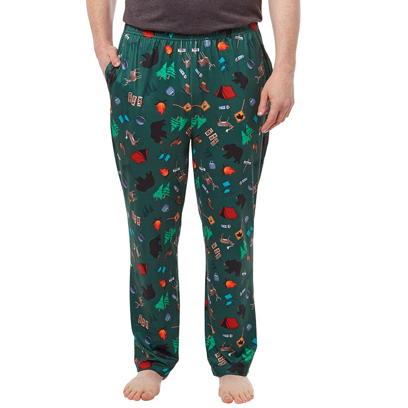 Men's Printed Pajama Lounge Pants Camping Theme